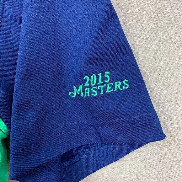 Masters Tech Men Shirt Small Blue Green Polo Golf Stretch Polyester Spandex 2015 - Picture 4 of 9